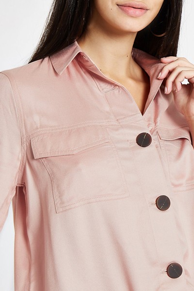 Pink Button Front Shacket