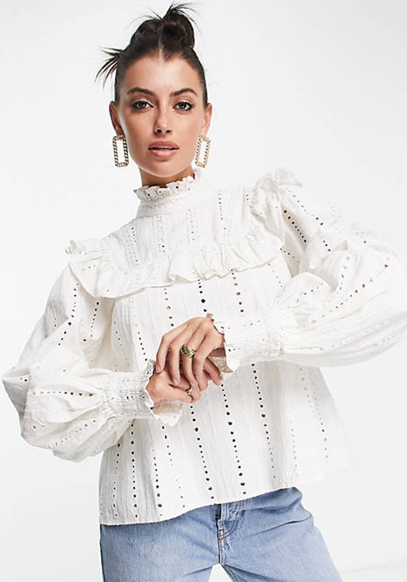 Broderie Ruffle Collar Top from ASOS Edition