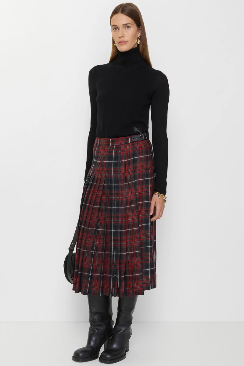 Check Wool Blend Midi Kilt from Burberry