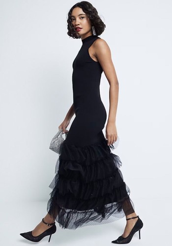 Tulle Sleeveless Maxi Column Dress*