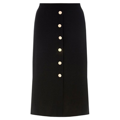 Black Gold Button Midi Skirt