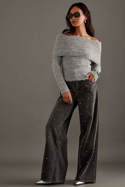 Embellished Wide-Leg Jeans from Anthopologie