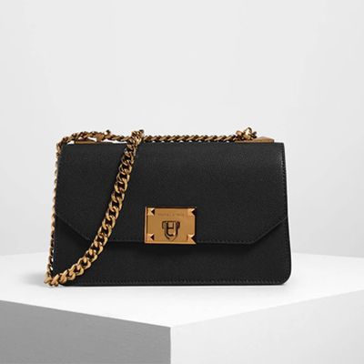 Metal Push Lock Crossbody Bag from Charles & Keith