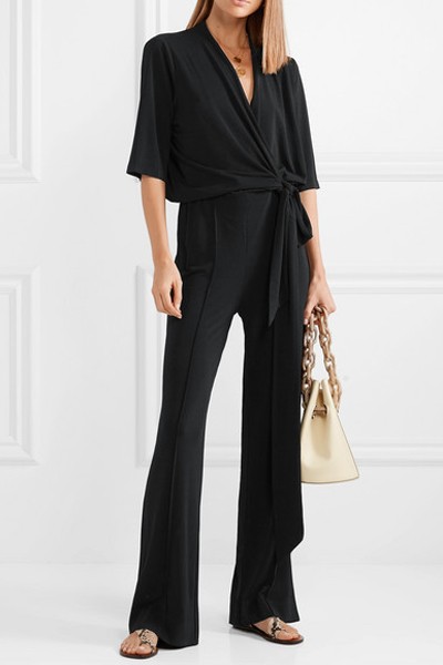 Zhou Belted Wrap-Effect Stretch-Jersey Jumpsuit from By Malene Birger