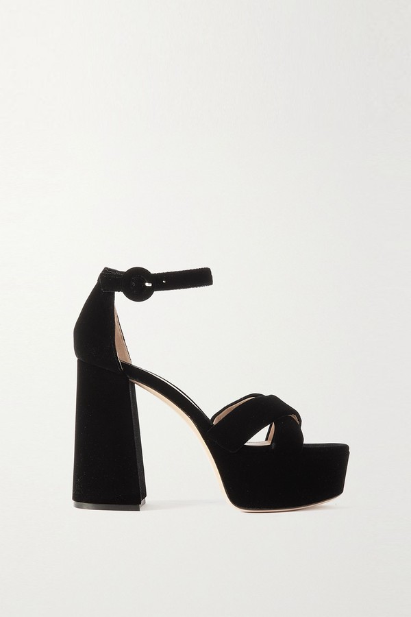 Sheridan 110 Velvet Platform Sandals from Gianvito Rossi