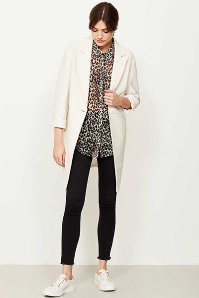 Cream Ribbed Longline Duster Coat