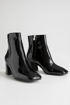 Patent Leather Square Toe Ankle Boots from & Other Stories