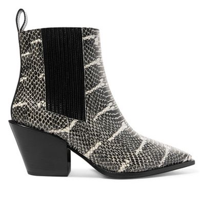 Snake-Effect Leather Ankle Boots from Aeyde