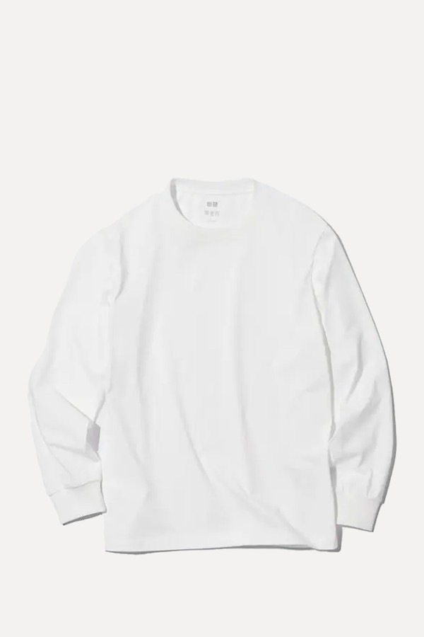 Airism Cotton Long-Sleeved Crew Neck T-Shirt from Uniqlo