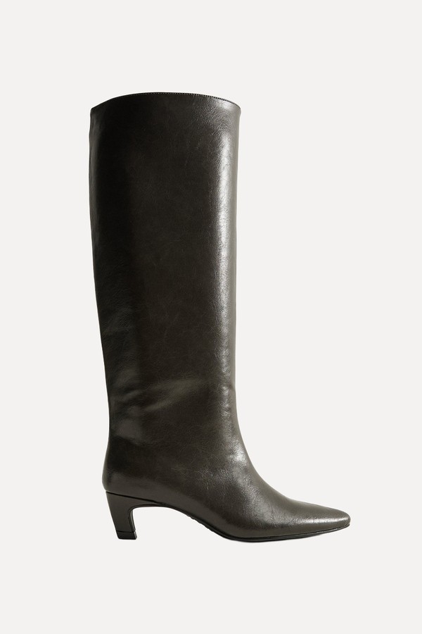 Faux Leather Knee High Boots