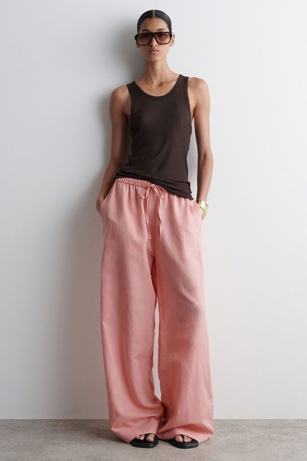 Wide-Leg Linen Drawstring Trousers from COS
