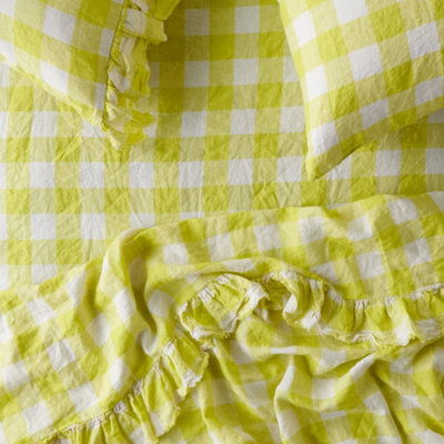 Limoncello Gingham Ruffle Pillowcase Set