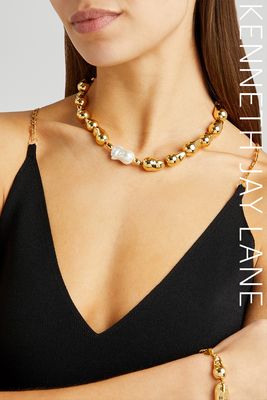 Gold Plated Faux Pearl Necklace, £125 | Kenneth Jay Lane