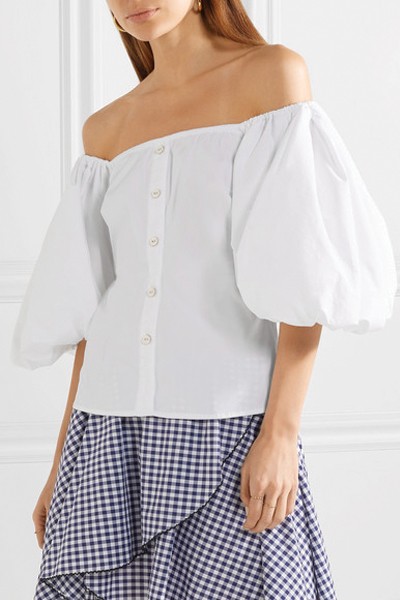 Jolie Off-The-Shoulder Cotton-Blend Poplin Top from Caroline Constas