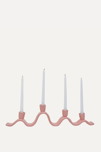 Large Pink Wavy Candelabra  from Florence Mytum Ceramics