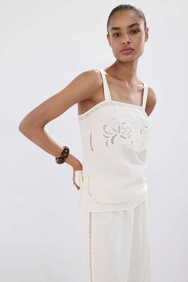 Embroidered Broderie Anglaise Top from Mango