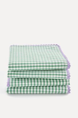 Set of 4 Trattoria Gingham Cotton & Linen Table Napkins from La Redoute