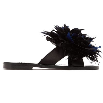 Antoniona Feather-Trimmed Leather Sandals from Álvaro