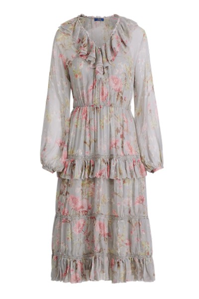 Floral-Print Silk Dress