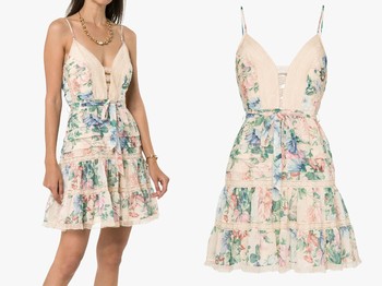 Verity Scalloped Floral Print Silk Cotton Blend Mini Dress from Zimmermann