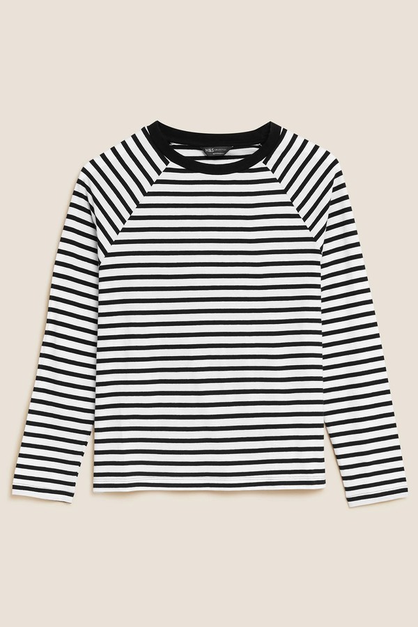 Pure Cotton Striped Crew Neck Top from M&S