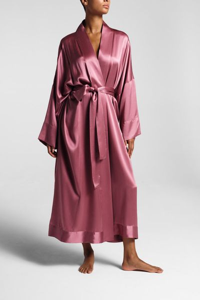 Athens Deep Rose Silk Robe from Asceno