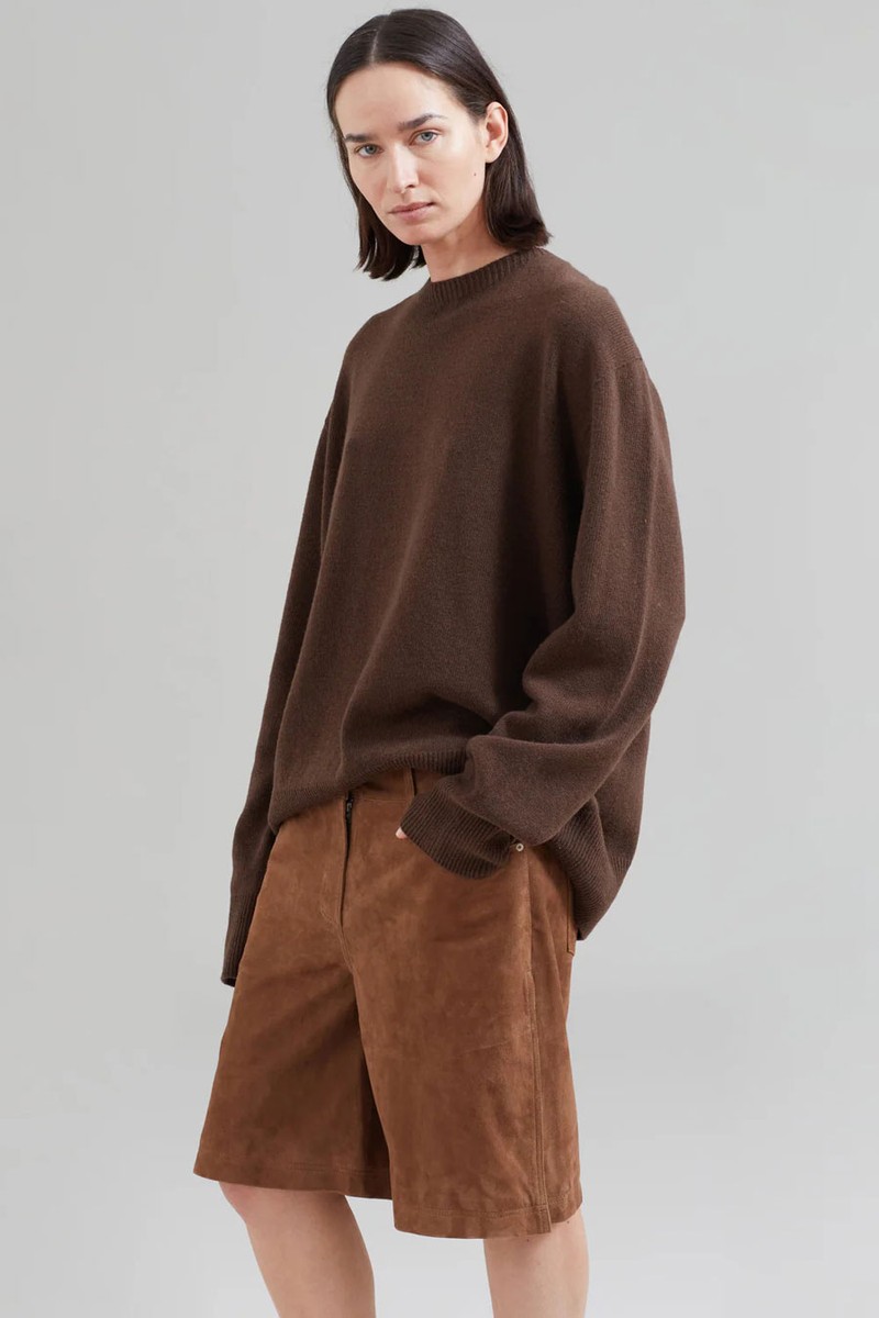 Remain Suede Bermuda Slit Shorts from The Frankie Shop