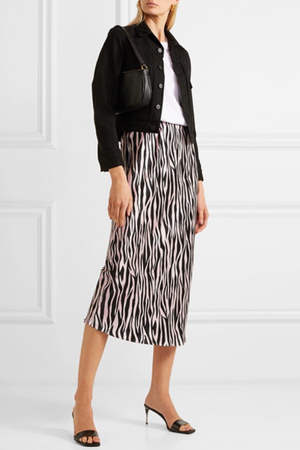 Isla Printed Silk-Satin Midi Skirt from Olivia Von Halle