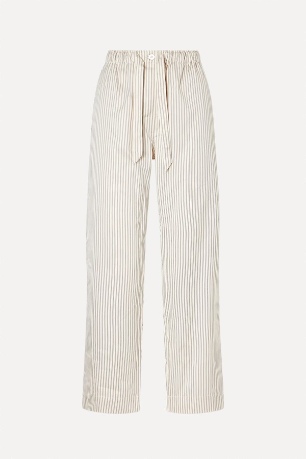Sateen Striped Organic Cotton-Poplin Pajama Pants from TEKLA