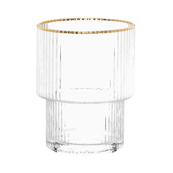 Ribbed Glass Tumbler With Gold Edging, Set Of 6 from Maisons Du Monde