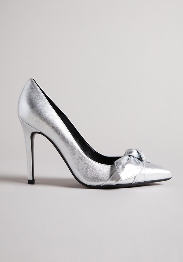 Leather Bow 100mm Court Shoe