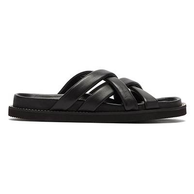 Cross-Strap Leather Sliders from Joseph