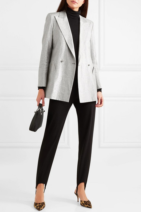 Everyday Double-Breasted Metallic Linen-Blend Blazer from Blaze Milano
