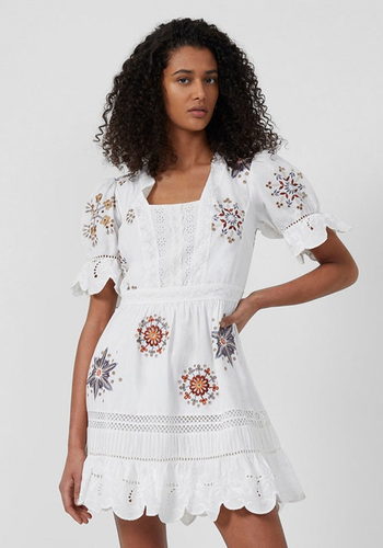 Biton Embroidered Cotton Mini Dress