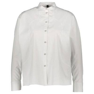 White Collarless Batwing Sleeve Shirt