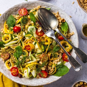 Shaved Courgette Salad With Chickpea Rice