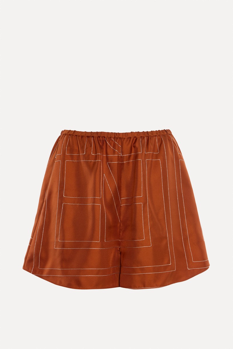 Embroidered Silk-Twill Shorts from Toteme