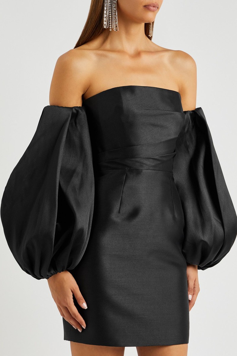 Bella Off-The-Shoulder Faille Mini Dress from Solace London