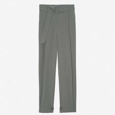 Elvira Belted High-Rise Tapered Crepe Trousers from Frankie Shop