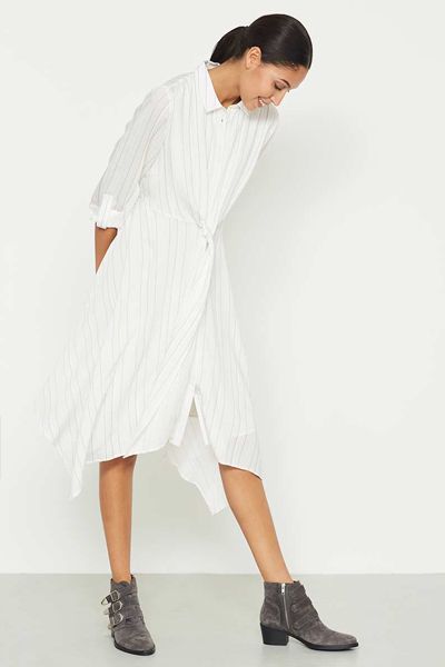 Stripe Tie Front Shirt Dress