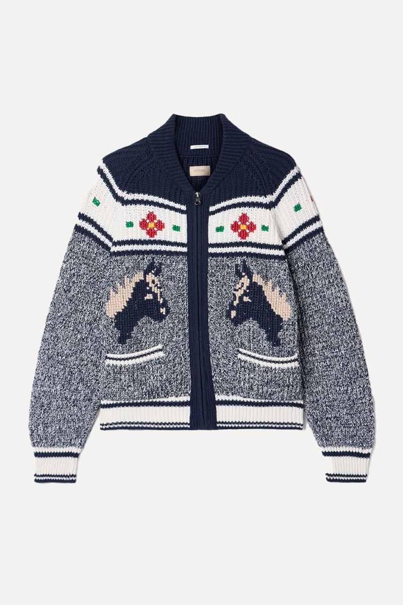 The Try Outs Jacquard-Knit Cardigan from Mother