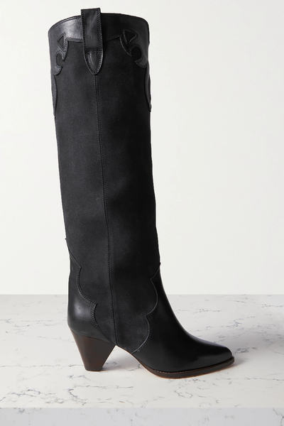 Litz Leather-Trimmed Suede Knee Boots from Isabel Marant