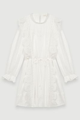 White Dress With Broderie Anglaise from Maje