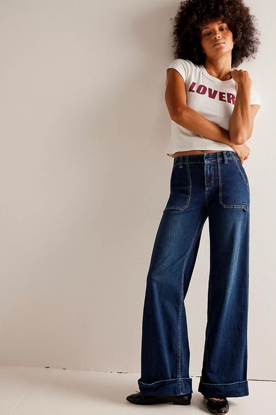 Bombshell Mid-Rise Cuffed Jeans from We The Free By Free People