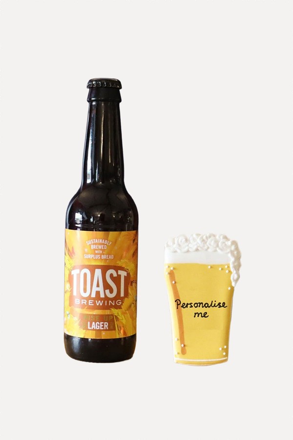 Personalised Hand Iced Beer Biscuit & Toast Beer Mini Gift Box from biscuiteers