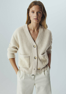Ribbed Knit Cardigan With Pockets from Massimo Dutti