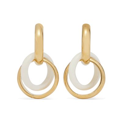 Gold Tone & Bone Hoop Earrings from Bottega Veneta