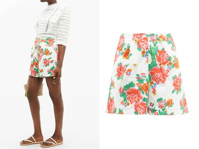 Reese High-Rise Floral-Print Cotton-Voile Shorts