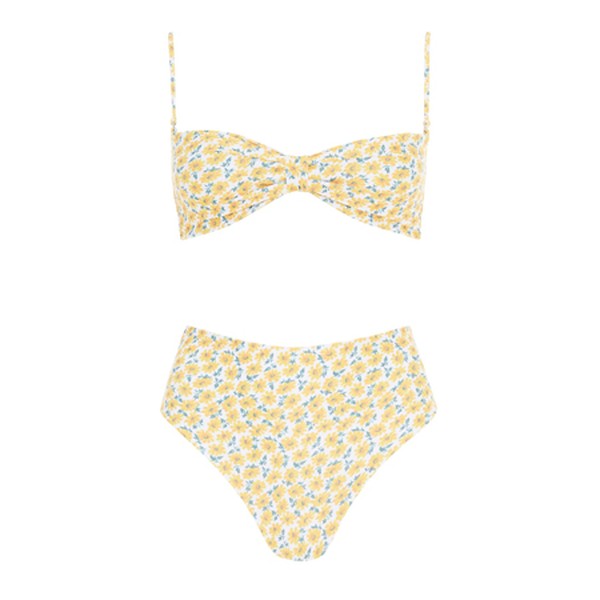 Marguerite Floral Print Yellow Folies Bikini from Faithfull The Brand