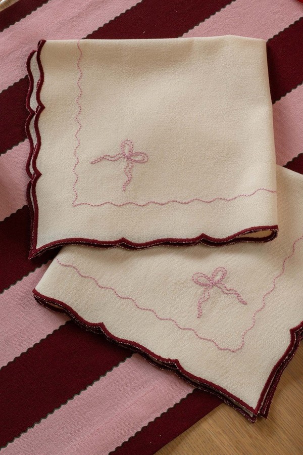 Set Of 2 Embroidered Bow Napkins from Avery Row